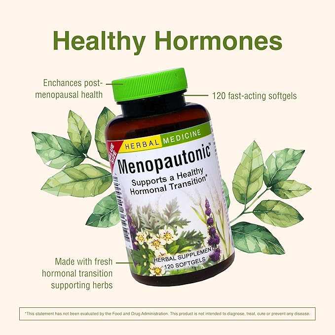 Herbs Etc. Menopautonic Softgels - Essential Supplement for Women - Hormonal Transition Support Supplement - Offers Menopausal Support with Dong Quai & Motherwort - 120 Softgels (120 Servings)
