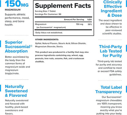 Legion Sucrosomial Magnesium Supplements - High Absorption Magnesium Supplement for Women & Men - Magnesium Mineral Supplements to Help Boost Athletic Performance - 90 Serving Mixed Berry