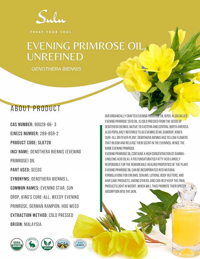 Evening Primrose Oil-USDA Organic Cold Pressed Unrefined Virgin (8 oz)