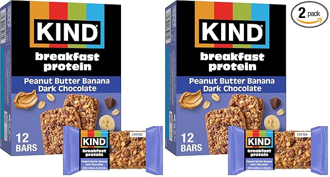 Kind,Bar Protein Breakfast Peanut Butter Banana Dark Chocolate,10.58 Ounce,6 Count (Pack of 2)