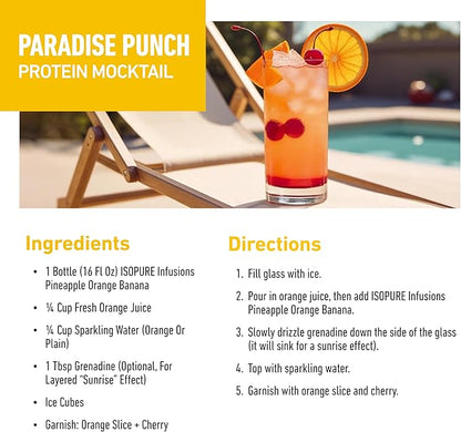 Isopure Clear Whey Isolate Protein Powder, Lactose Free, Gluten Free, Naturally Flavored, Pineapple Orange Banana, 20g Protein Per Serving, 14.1 Oz, 16 Servings (Packaging May Vary)