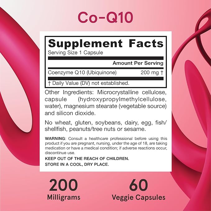 Jarrow Formulas® Co-Q10, 200 mg, Antioxidant Support for Mitochondrial Health, Cellular Energy Production and Healthy Cardiovascular Function, 60 Veggie Capsules, 60 Day Supply