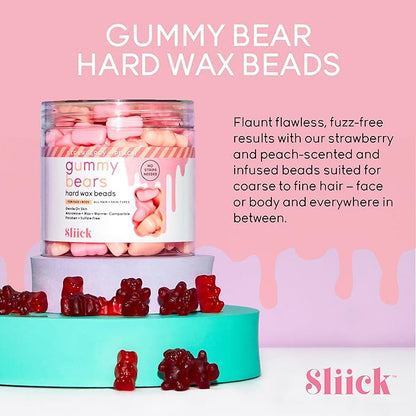 Sliick Hard Wax Beads for Hair Removal, Gummy Bears – Stripless Wax Beads for Face, Body & Sensitive Skin, 8 oz