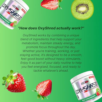 EHP Labs OxyShred Pre Workout Powder - Preworkout Powder with L Glutamine & Acetyl L Carnitine, Energy Boost Drink - Kiwi Strawberry, 60 Servings