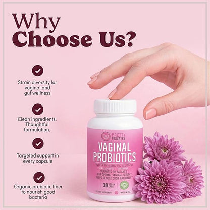Pretty Privates Vaginal Probiotics for Women - Vaginal Health - PH Balance from a Probiotic Supplement - Not a Suppository - 60ct