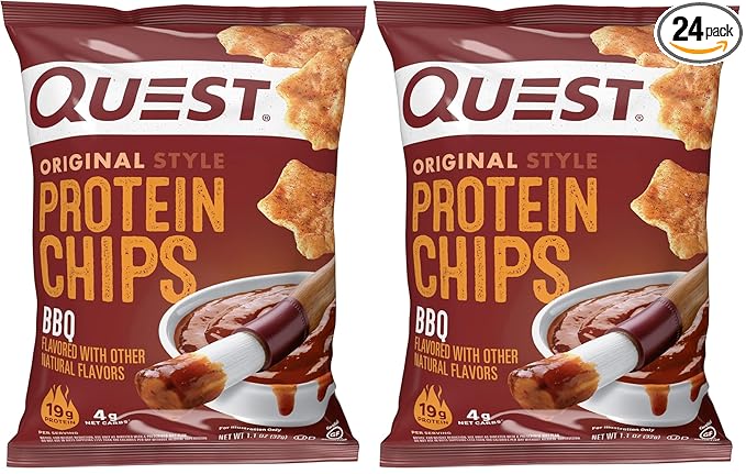 Quest Nutrition BBQ Protein Chips,19g Protein,4g Net Carb,Gluten Free,1.1 oz,(Pack of 24)
