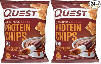 Quest Nutrition BBQ Protein Chips,19g Protein,4g Net Carb,Gluten Free,1.1 oz,(Pack of 24)