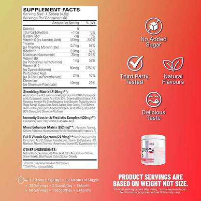EHP Labs OxyShred Pre Workout Powder & Shredding Supplement - Preworkout Powder with L Glutamine & Acetyl L Carnitine, Energy Boost Drink - Guava Paradise, 60 Servings