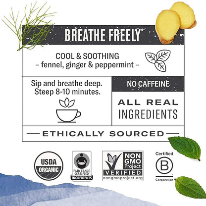 Numi Organic Congest Away Herbal Tea – 48 HerbalTea Bags – Caffeine Free Cooling Blend with Fennel Peppermint Ginger Cinnamon & Licorice for Soothing Respiratory Comfort