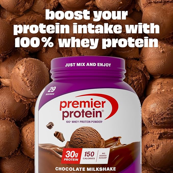 Premier Protein Powder, Chocolate Milkshake, 30g Protein, 1g Sugar, No Soy, Gluten Free, 41.9oz (29 Servings)