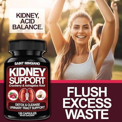 Kidney Support Cleanse Detox & Repair -120 Capsules - Cranberry & Astragalus Root Pills for Women and Men | High Strength Stone Remover Supporting Urinary Tract & Bladder Health