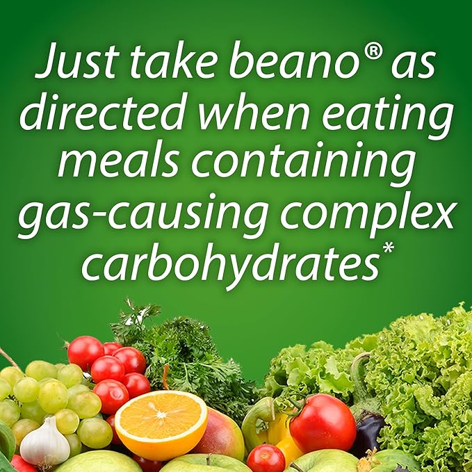 Beano Digestive Enzyme, Preventive Gas Relief for Adults, Helps Prevent Gas & Bloating, 100 Tablets