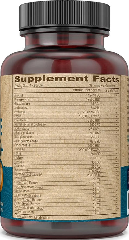 DEVA Vegan Vitamins Digestive Enzymes Plus Supplement - A Unique Blend of Enzymes & Herbs - 90 Capsules, 1-Pack