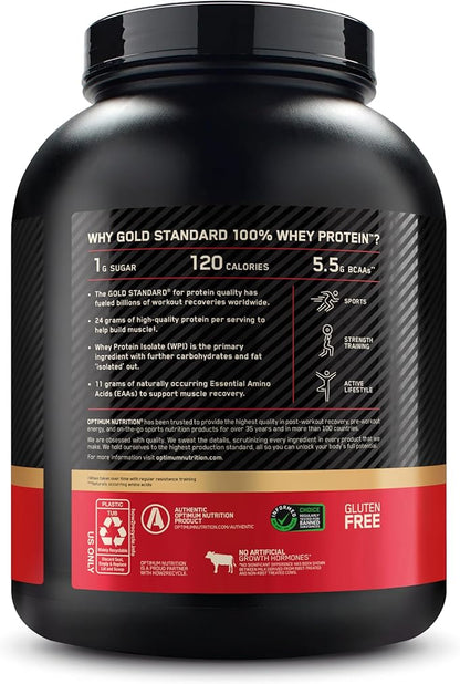 Optimum Nutrition Gold Standard 100% Whey Protein Powder, Double Rich Chocolate, 5 Pound (Packaging May Vary)