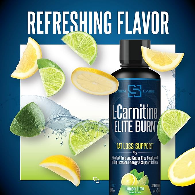 L-Carnitine Elite Burn Liquid Keto Fat Burner and Metabolism Activator - Fat Loss Support Keto Friendly Weight Loss Increase Energy-Stimulant Free - Lemon Lime 3000mg (32 Servings)
