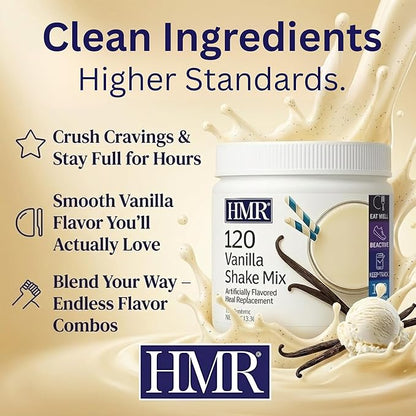HMR 120 Vanilla Shake Meal Replacement Powder | Vanilla Shake Mix to Support Healthy Weight Loss | 12g of Protein | Nutritional Drink | Low Calorie Food | 12 Servings | 13.55 Ounce (Pack of 1)