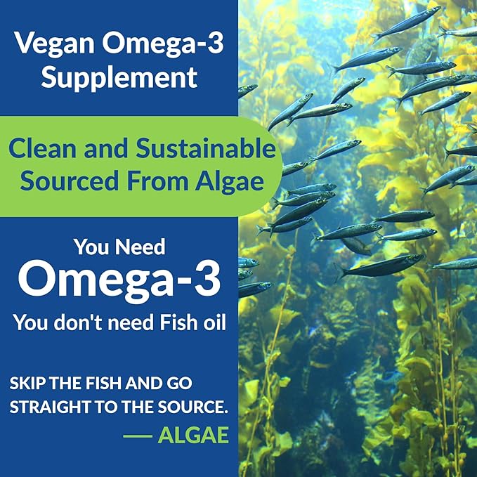 Vegan Omega 3 Gummies 1000mg - Algae Omega 3 Supplement for Women & Men with CoQ10, Vitamin D3, K2 & Turmeric - Fish Oil Alternative for Adults with DHA EPA for Brain, Eye- Sugar Free, 120 Count