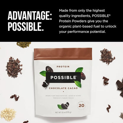 Protein Powder Chocolate Cacao - 20g of Vegan, Plant-Based Protein Mix - Non-GMO, Non-Dairy, Gluten-Free - 3.5g of BCAAs - 9 Essential Amino Acids - 30-Day Supply - 2 Bag, 30 Servings