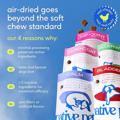 Native Pet Skin & Coat Chews - Omega 3 Fish Oil for Dogs Skin & Coat Supplement - Itch Relief, Shiny Fur & Shedding Support - Collagen, Hyaluronic Acid, Biotin, Probiotics & Salmon Oil - 120 Chews