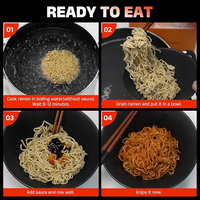 Healspot High Protein Spicy Buldak Noodles, Dry Tossed Ramen, 31g Plant-Based Protein, Low Fat, Low Carb, Non GMO, Keto Friendly & Plant Based (6 packs)