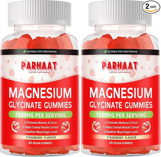 Magnesium Glycinate Gummies - Sugar Free Magnesium Potassium Supplement with Vitamin D, B6, CoQ10 for Calm Mood & Sleep Support - 120 Strawberry Chews