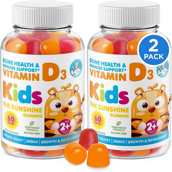 DR. MORITZ Vitamin D Gummies for Kids and Adults (2000 IU) - Chewable Kids Vitamin D Supplement for Immune Support - Vegetarian and Gelatin-Free, 2 Pack (120 Count)