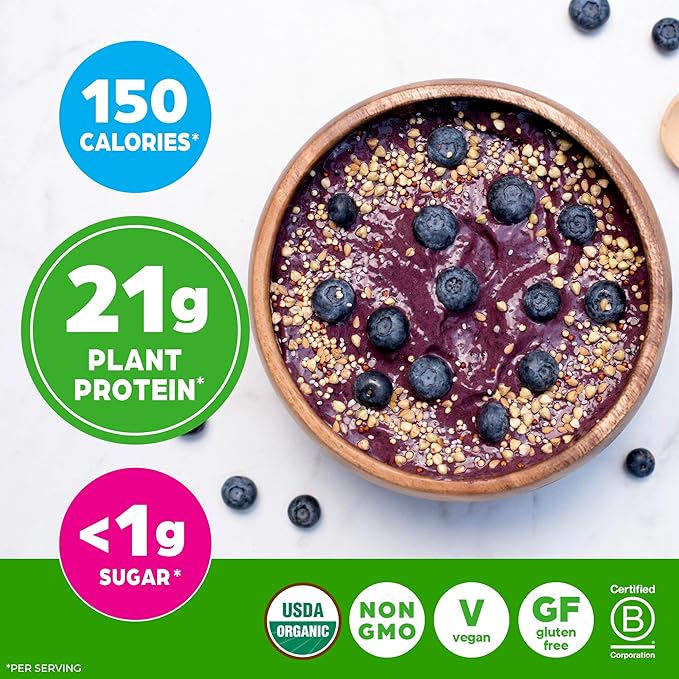 Orgain Organic Vegan Protein Powder, Vanilla Bean - 21g Plant Protein, 5g Prebiotic Fiber, Low Carb, No Lactose Ingredients, No Added Sugar, Non-GMO, 10 Single Serve Individual Packets