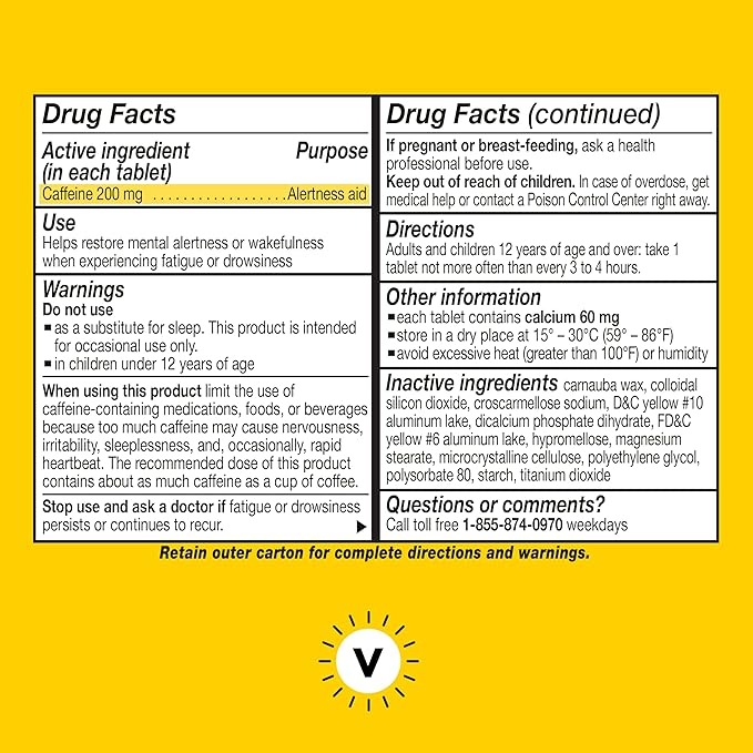 Vivarin, Caffeine Pills, 200mg Caffeine per Dose, Safely and Effectively Helps You Stay Awake, No Sugar, Calories or Hidden Ingredients, Energy Supplement, 40 Tablets - 2 Count