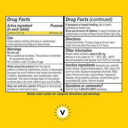 Vivarin, Caffeine Pills, 200mg Caffeine per Dose, Safely and Effectively Helps You Stay Awake, No Sugar, Calories or Hidden Ingredients, Energy Supplement, 40 Tablets - 2 Count