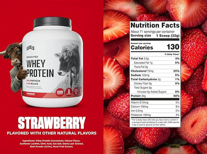 Levels Grass Fed Whey Protein Powder, No Artificials, 24G of Protein, Strawberry, 5LB