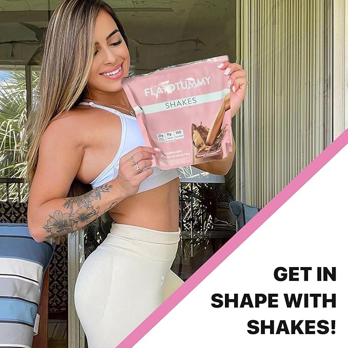 Flat Tummy Shakes - Chocolate, 20 Servings – Post GLP-1 Protein Supplement, High Protein, Zero Sugar, Keto-Friendly Meal Replacement with Clinically Studied Morosil®