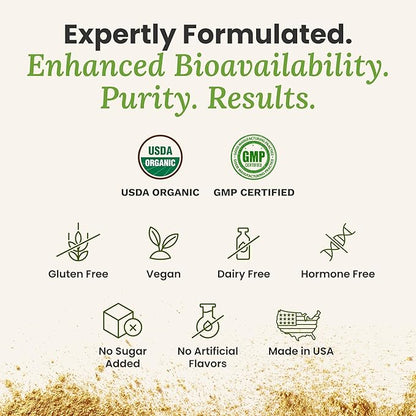 Daily Detox Greens Powder, Organic Superfood Supplement for Detox, Gut Health, Energy, Immune Support, Overall Wellness, Gluten Free Multivitamin Drink Mix, Vegan, Non GMO, 30 Servings