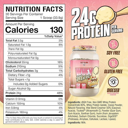 Axe & Sledge WHEY More Premium Protein Blend | 24g Protein, Whey Concentrate & Isolate | Prebiotic Fiber for Enhanced Absorption | Banana Split Sundae