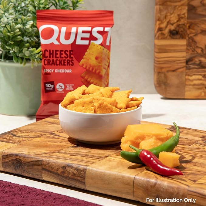 Quest Nutrition Cheese Crackers,Spicy Cheddar Blast,10g of Protein,Low Carb,Made with Real Cheese,(1.06 oz Bags),(Pack of 24)