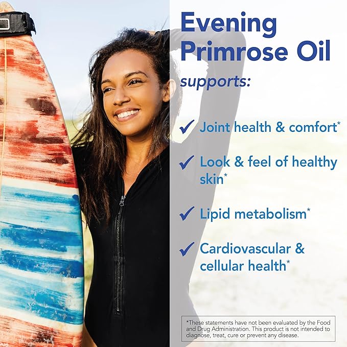 Patient One Evening Primrose Oil 1000mg | Supplement to Support Healthy Skin and Joint Comfort* | Solvent-Free, Cold-Pressed Oil | 60 Softgels