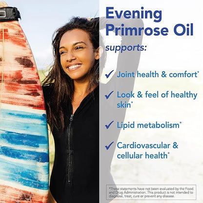 Patient One Evening Primrose Oil 1000mg | Supplement to Support Healthy Skin and Joint Comfort* | Solvent-Free, Cold-Pressed Oil | 60 Softgels