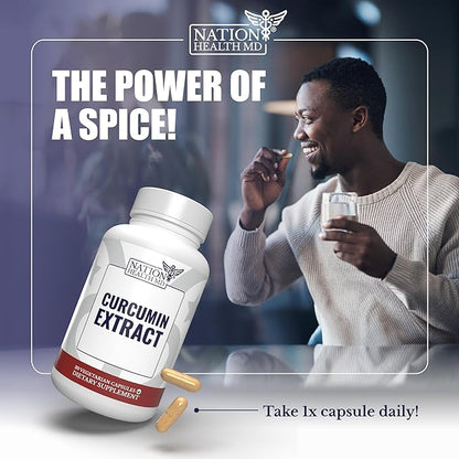 Curcumin Extract - Turmeric Supplement - High Absorption Curcuma for Immune Health Support & Joint Health - Standartized Curcuminoids - Vegan, Gluten Free - 30 Capsules