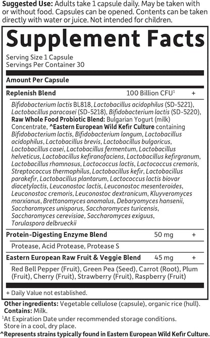 Garden of Life Raw Probiotics for Women and Men with Digestive Enzymes, 100 Billion CFU, Clinically Studied Strains, Shelf Stable, 30 Capsules