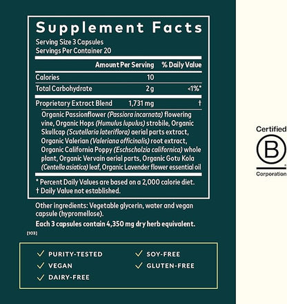 Gaia Herbs Sound Sleep - Sleep Support Supplement - Herbal, Plant-Powered Support for Calm & Relaxation* - Valerian Root, Passionflower & More - 60 Vegan Liquid Phyto-Capsules (20 Servings)