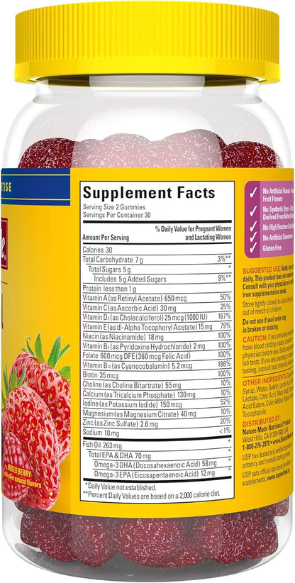 Nature Made Prenatal Gummies with DHA and Folic Acid, Prenatal Vitamins for Women for Daily Nutritional Support, 60 Gummies, 30 Day Supply,(Pack of 2)
