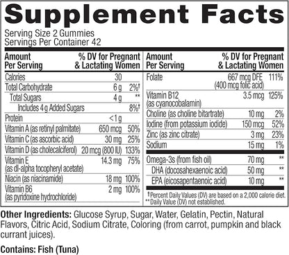 OLLY Essential Prenatal Gummy Multivitamin, Folic Acid, Vitamin D, Omega 3 DHA, Supports Healthy Growth and Brain Development, Citrus Berry - 84 Count