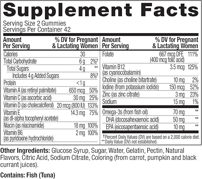 OLLY Essential Prenatal Gummy Multivitamin,Folic Acid,Vitamin D,Omega 3 DHA,Supports Healthy Growth and Brain Development,Citrus Berry -,84 Count (Pack of 2)