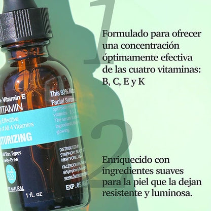 Purifect Retexturizing Multi-Vitamin Facial Serum with Vitamin C, E, B & K - Hydrating & Brightening Face Serum for All Skin Types, Supports Skin Barrier, Moisturizing, Vegan, Cruelty Free - 1 fl oz