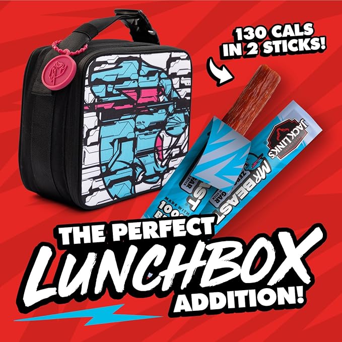 Jack Link’s x MrBeast Beef Sticks, Zero Sugar Mini Sticks, As Seen on Beast Games, 6g Protein, Made with 100% Real Beef, Pantry-Ready Snacks, (Pack of 24)