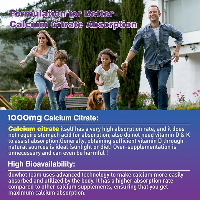 Calcium Citrate Gummies, Chewable Calcium Citrate 1000mg for Bone, Muscle & Immune Support, Ultimate Absorption Calcium Supplements for Women & Men, Blueberry, 120 Chews