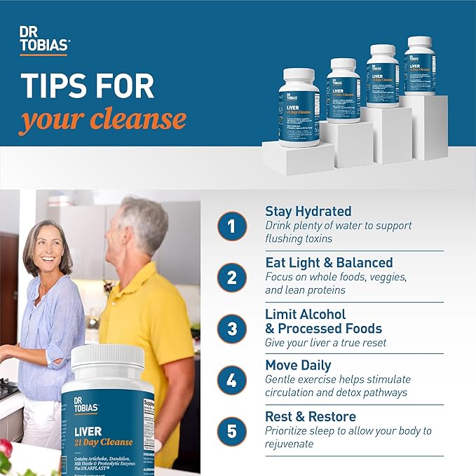 Dr. Tobias Liver 21 Day Cleanse - Herbal Liver Detox Cleanse with Milk Thistle Dandelion Root & Artichoke Extract | Supports Liver Health & Digestion (63 Vegetarian Capsules (126 Count (Pack of 2))