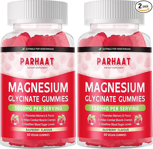Magnesium Glycinate Gummies - Sugar Free Magnesium Potassium Supplement with Vitamin D, B6, CoQ10 for Calm Mood & Sleep Support - 120 Raspberry Chews