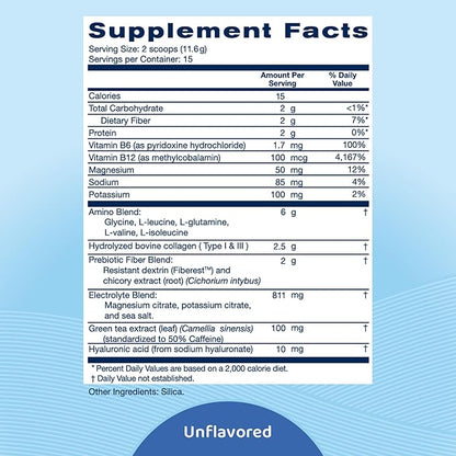 Replenza Daily Replenisher Nutritional Support Powder – Muscle Recovery, Digestive Health & Skin Elasticity Mix of Amino Acids, Prebiotics and Collagen Peptides – Unflavored, 30 Scoops