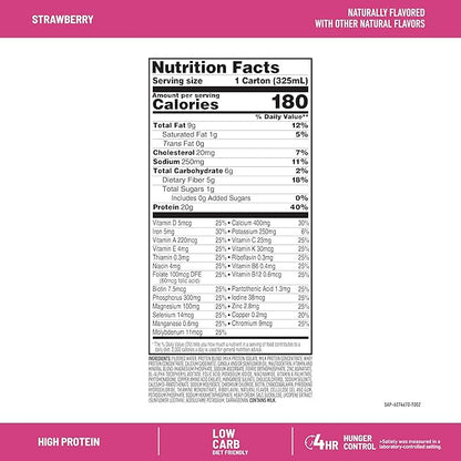 SlimFast Protein Shake, Strawberry- 20g Protein, Meal Replacement Shake Ready to Drink, High Protein with Low Carb and Low Sugar, 24 Vitamins and Minerals, 12 Count (Pack of 1) (Packaging May Vary)