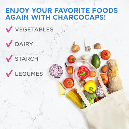 Charcocaps Fast Acting Gas Relief for Bloating & Flatulence,Drug Free Detoxifying Activated Charcoal Formula,100 Capsules,30 Day Supply,Pink,(Pack of 2)